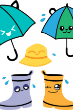 umbrella and rain boots bundle, clipart free svg file