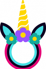 unicorn head monogram frame, birthday free svg file