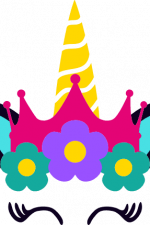 unicorn queen, head with crown, birthday free svg file