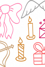 valentine's day elements bundle, bow with arrow, candles free svg file