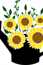 Watering Can And Sunflowers, Gardening, Decoration - free svg file for members
