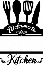 welcome to kitchen split text frame, decorative - free svg file for members