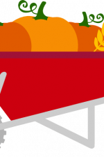 wheel barrow, pumpkins with leaves, autumn free svg file