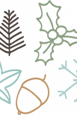 winter bundle, acorn nut, spruce twig, holly leaves, snowflakes free svg file