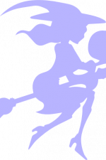 witch on broom stick with hat silhouette, halloween free svg file