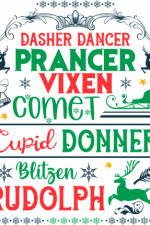 christmas reindeers names, dasher, dancer, prancer, vixen, free svg file