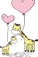 cute giraffe mom and baby with heart shape balloons free svg file