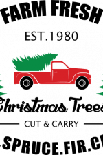 farm fresh est.1980 christmas trees cut and carry pine spruce fir cedar, truck, free svg file