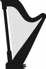 harp silhouette, musical instrument, music lover free svg file