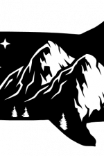 mountains salmon, night sky, fishing, hunting - free svg file for members