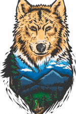 wolf head, nature mountains, decorative art - free svg file for members