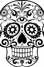floral flourish sugar skull free svg file, clipart images