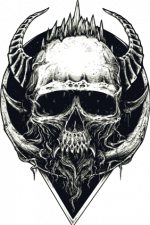 horrot skull with horns, tattoo free svg file image