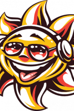 smiling sun with headphones clipart free svg file image