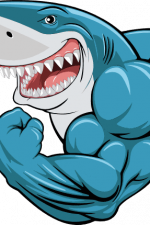 muscular shark showing biceps, fitness - free svg file for members