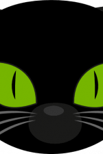 black cat head with big green eyes free svg file