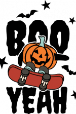 boo yeah, skater halloween pumpkin - free svg file for members
