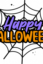 happy halloween sign on a spider web - free svg file for members