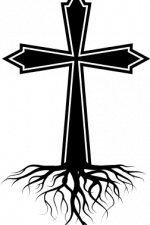 christian cross with roots, religious - free svg file for members