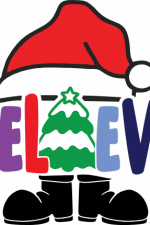 christmas believe sign, santa hat and shoes - free svg file for members