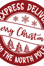 merry christmas circle stamp, express delivery - free svg file for members