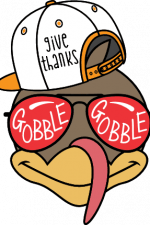 give thanks, gobble, cute turkey - free svg file for members