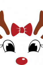 cute girl reindeer face with bow, christmas - free svg file for members