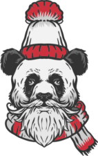 panda with winter hat and scarf free svg file