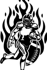 running football player in a fire and ball, fan - free svg file for members