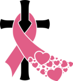 Cancer awareness, christian cross and ribbon with hearts - free svg files for members