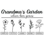 Grandmas garden where love grows, flowers, custom name - free svg file for members