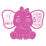 Baby birth stats, cute girl elephant, Newborn Gift - free svg file for members