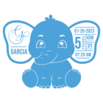 Baby birth stats, cute boy elephant, Personalized Newborn Gift - free svg file for members