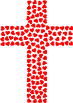 christian cross made of hearts, clipart image free svg file