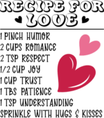 Recipe for love, 1 pinch humor 2 cups romance, valentines day shirt design - free svg file for members