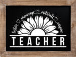 Teacher, half split sunflower clipart, teachers gift, - free svg file for members