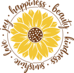 Happiness, beauty, kindness, sunshine, love, joy, sunflower clipart image - free svg file for members
