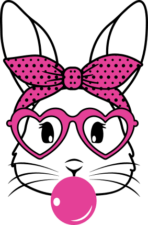 Cute bunny with bandana, glasses and bubblegum clipart image - free svg file for members
