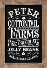 Peter cottontail farms, fine chocolate, jelly beans, marshmallows - free svg file for members