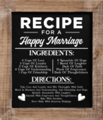 Recipe for a happy marriage, wedding wall art gift - free svg file for members