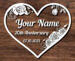 20th anniversary floral heart, custom name, anniversary gift - free svg file for members