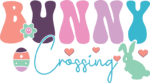 Bunny crossing, groovy text, onesie easter design free svg file
