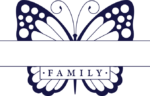Family name Butterfly split frame, personalized butterfly frame free svg file
