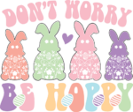 Dont worry, be hoppy, floral easter bunny clipart image free svg file