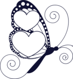 Butterfly monogram frame, Hearts in the butterfly wings clipart image free svg file