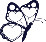 Hearts in the butterfly wings clipart image, monogram frame free svg file