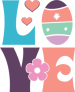 Easter decor, love sign, eggs and flowers free svg file