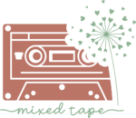 Mixed tape clipart image, heart dandlions free svg file