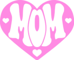Mom sign in a heart, groovy text, mothers day gift free svg file