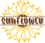 Sunflower split custom name frame, sunflower monogram - free svg file for members